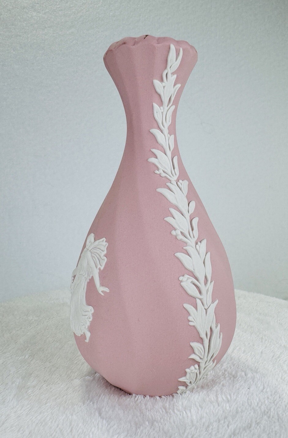 Wedgwood Pink Jasperware Dancing Hours Still Vase Fluted 5.5” Rare Vintage