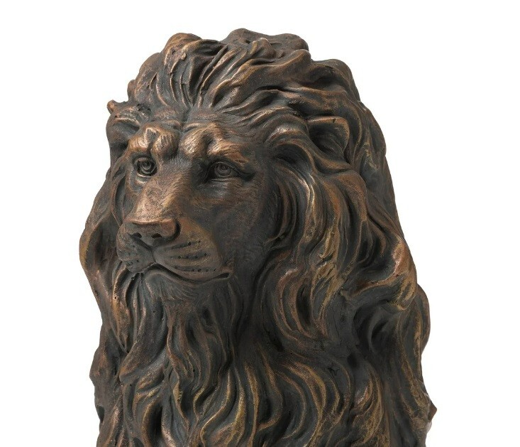 Guardian Lion 2 Set Garden Sculpture Yard Statue Bronze MgO Door Figurine Patio