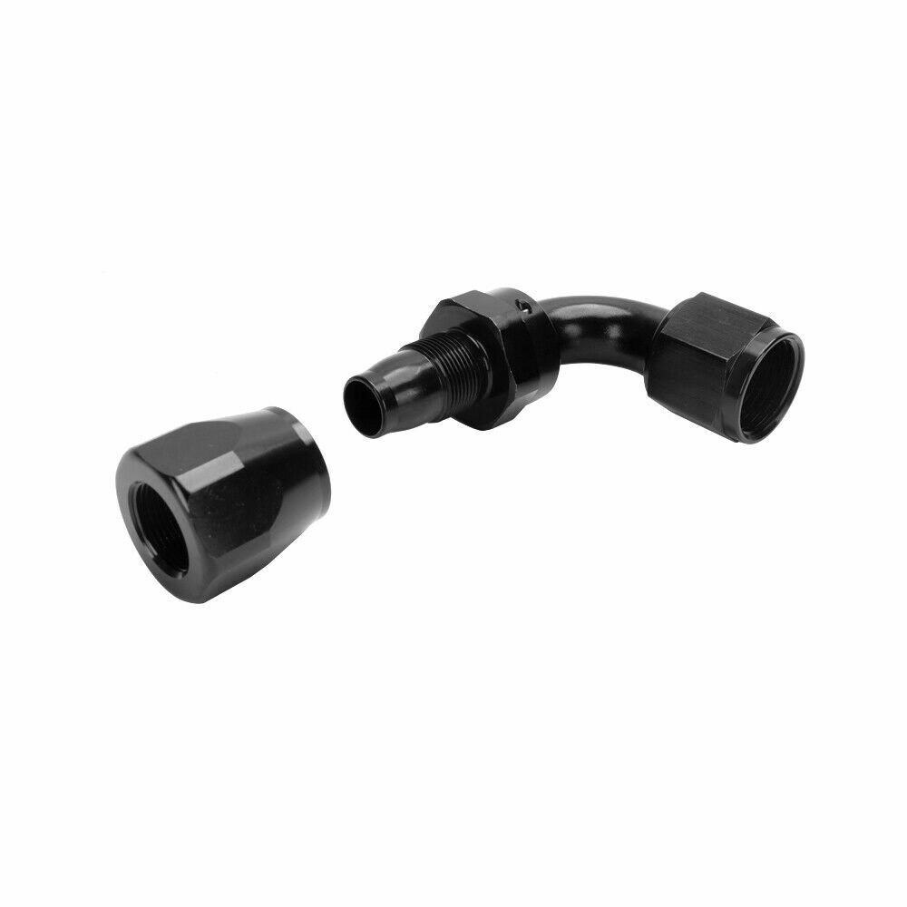 2Pcs 90° 90Degree Swivel Hose Line End Fitting Adaptor Fuel Oil AN10 10AN Black