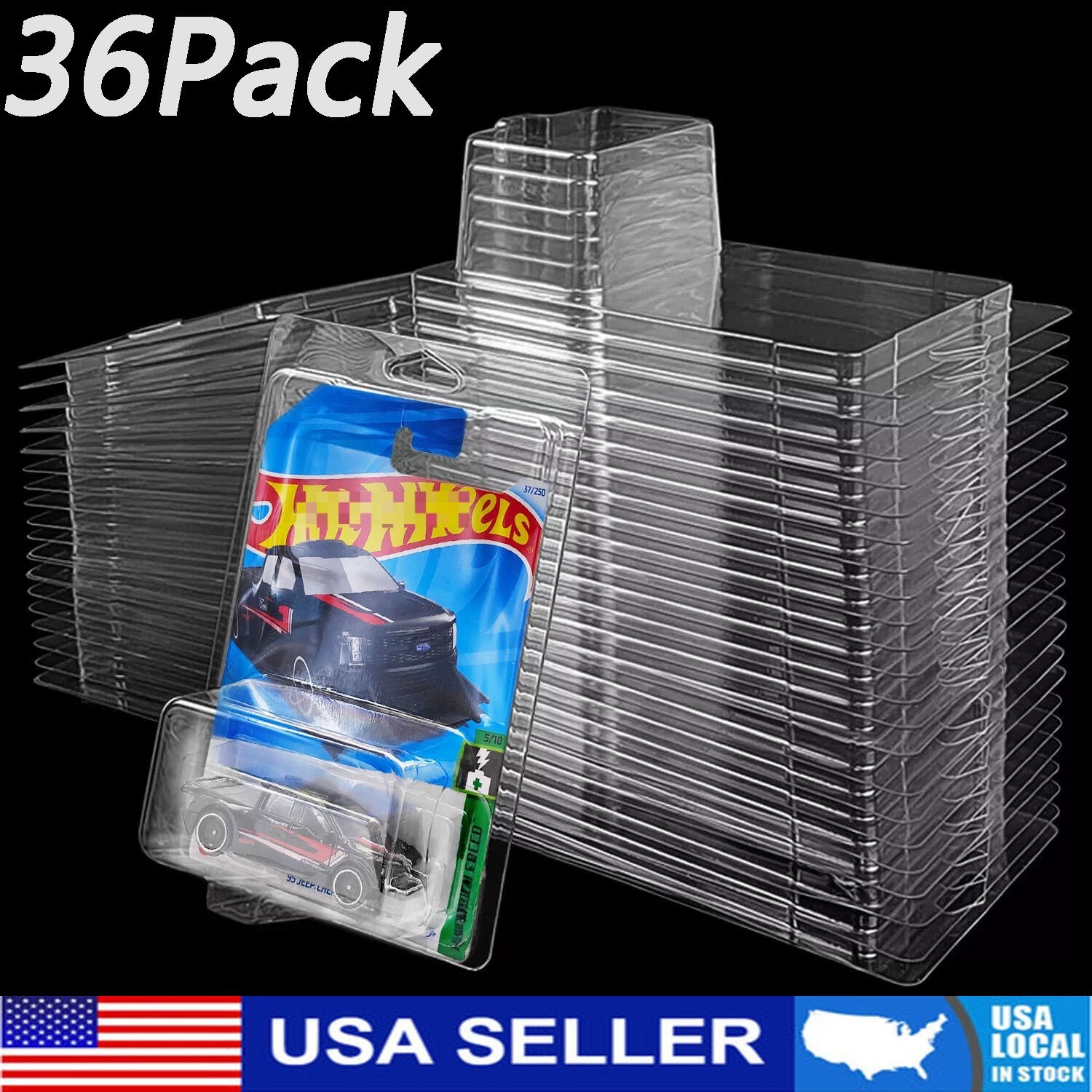 36Pcs Clear Protector Case Plastic Display For Hot Wheels & Matchbox Basic Car