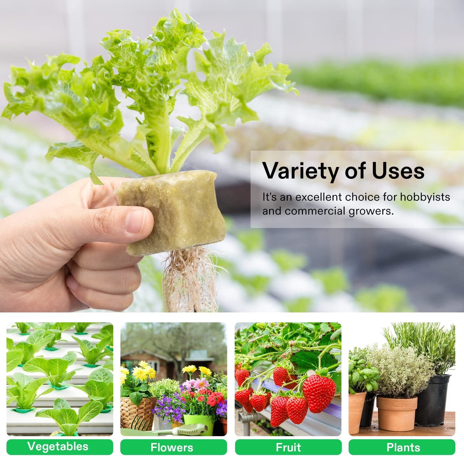 VIVOSUN 1.6" 112 Plugs Rockwool Cubes Hydroponics Grow Stonewool Starter Cubes