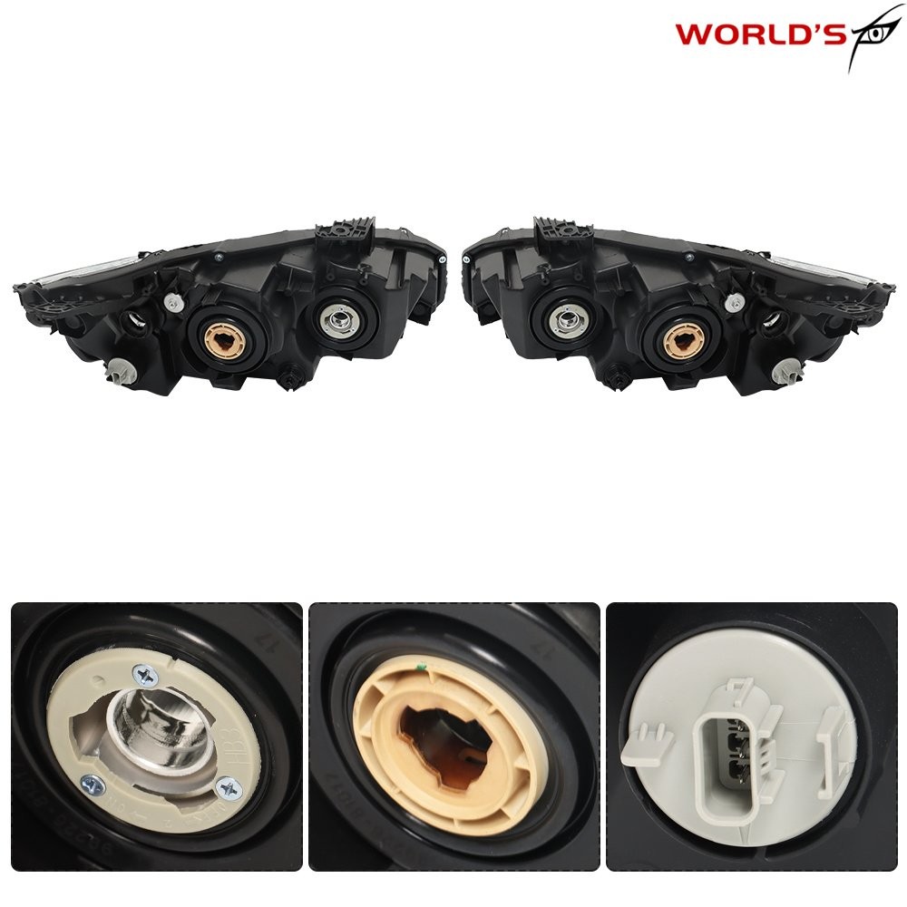 Pair For Honda Civic 2016-2020 Halogen W/LED DRL Headlights Assy Chrome Housing