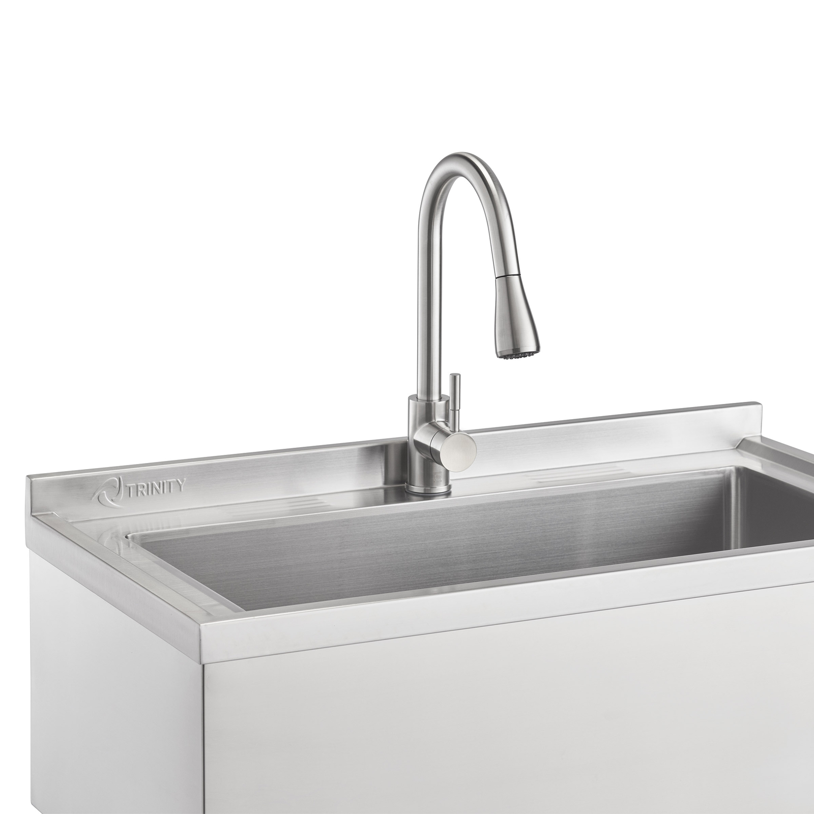 TRINITY 30" X 14" Stainless Steel Utility Sink, Pull-Out Faucet, Garage, Laundry