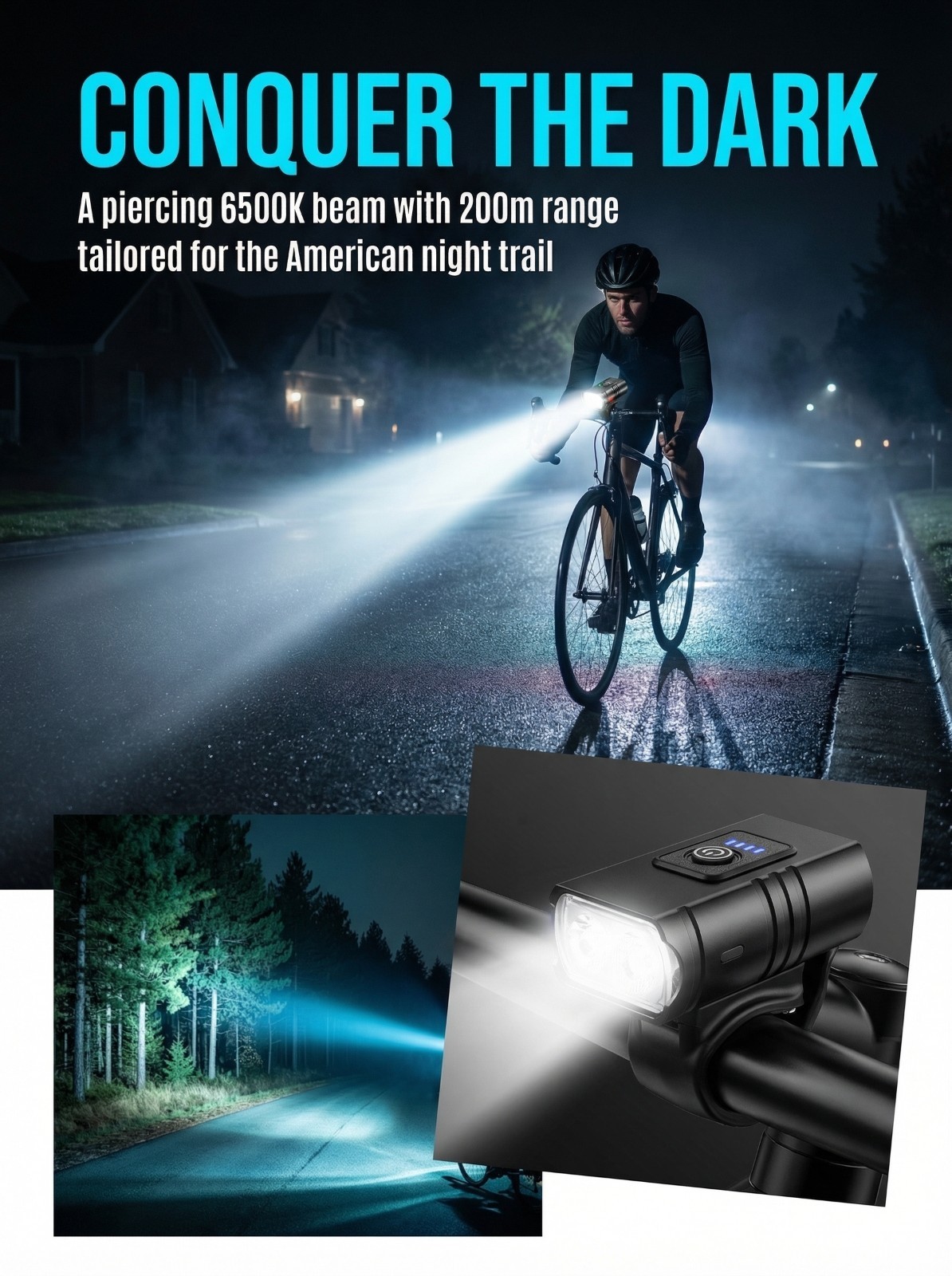 10000mAh LED Bicycle Bike Light Front Rear Rechargeable Headlight Mountain Set
