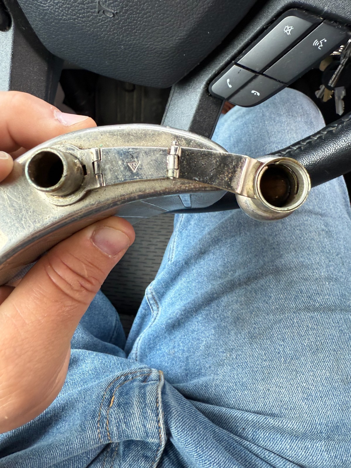 Antique German Silverplate Flask Art Deco Engine Turned Design Triangle Mark