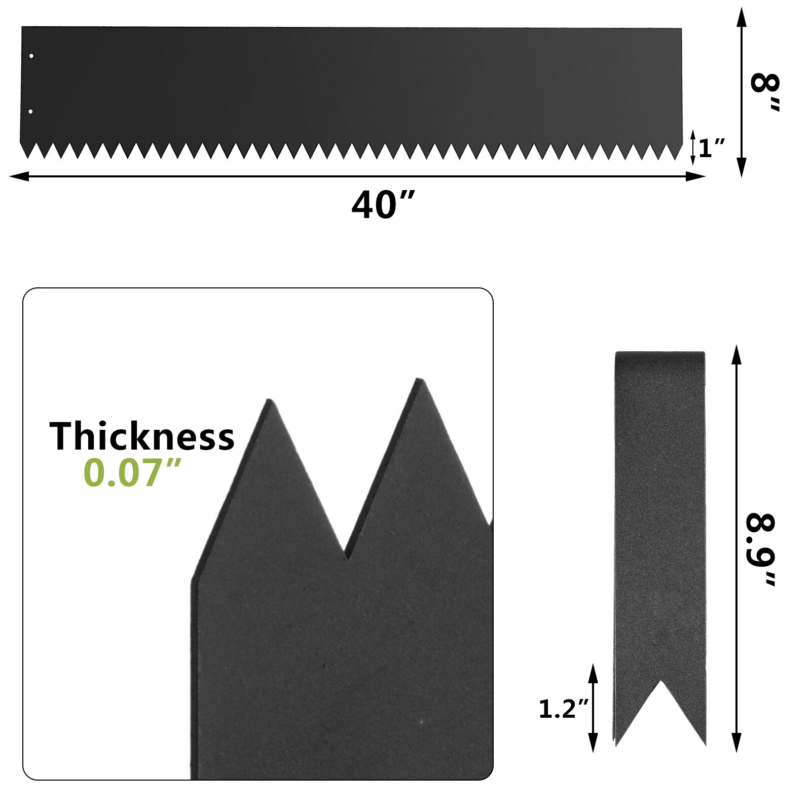 Metal Landscape Edging Borders Kit 6pcsx40x8 Inch Galvanized Steel Lawn Edging