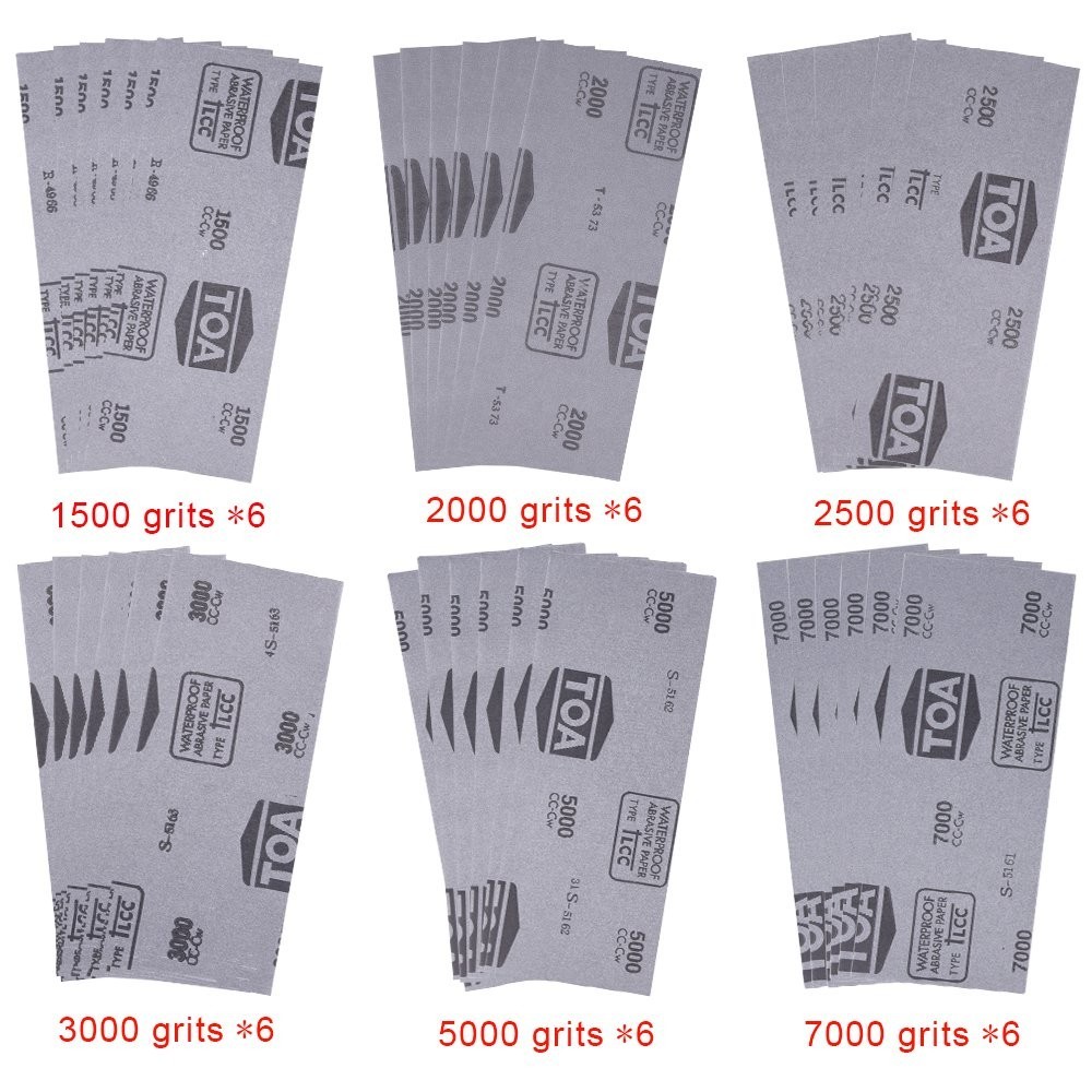 18 or 36 Sandpaper 1500 2000 2500 3000 5000 7000 High Grit Wet and Dry Sandpape