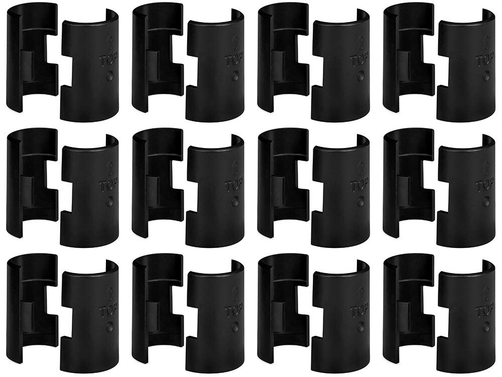 24 (12 Pair) Wire Shelf Clips Split Sleeve Locking Plastic fit 3/4" / 0.75" Tube