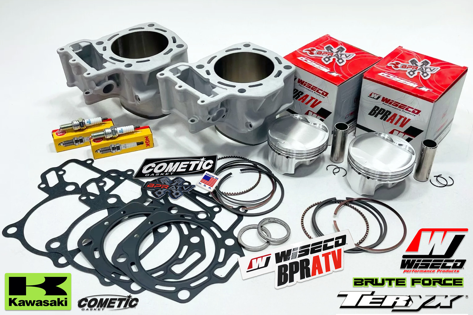 Kawasaki Brute Force 750 Stock Top Rebuild Kit Cylinders Wiseco Pistons Cometic