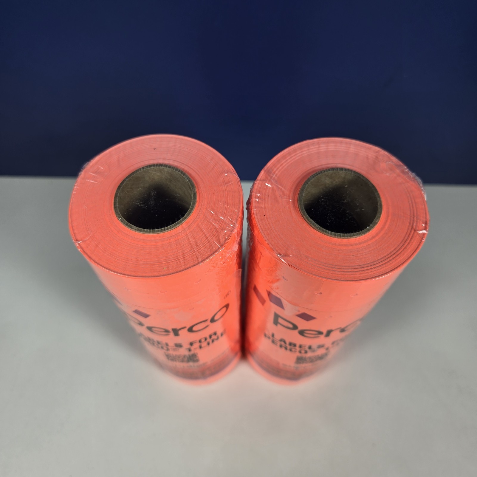 2 PACK Perco Labels 1 Line SLEEVE (16 Rolls) Florescent Orange Sealed NEW 1-Line