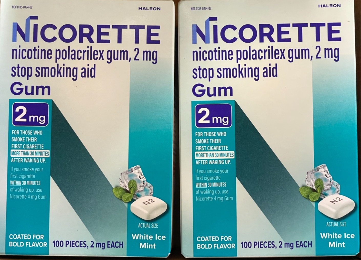 Nicorette White Ice Mint Nicotine Gum 2mg - 200 Count Exp 01/2028