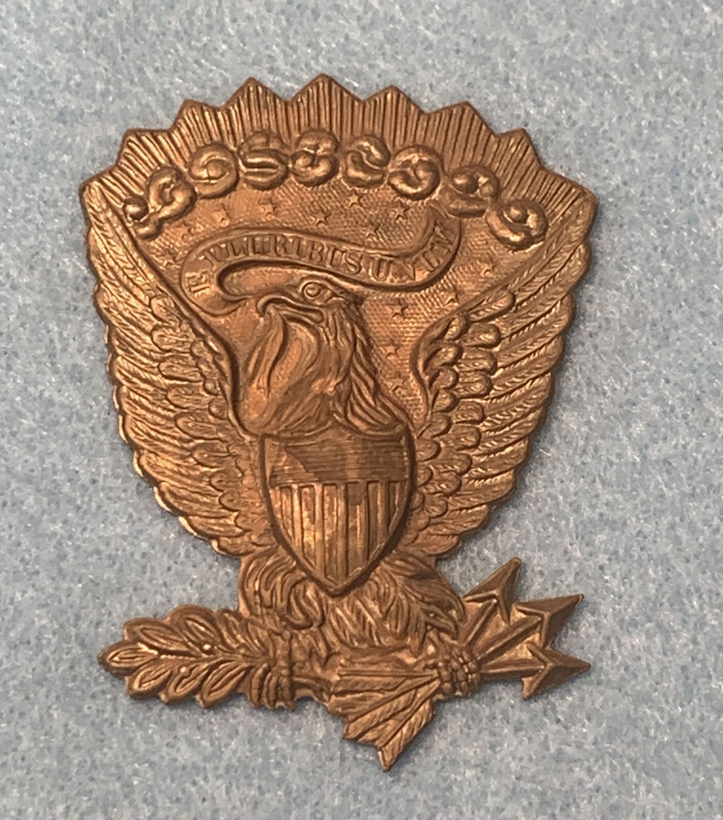 Antique Unfinished CIVIL WAR Hardee Hat JEFF DAVIS EAGLE INSIGNIA Traces of Gilt