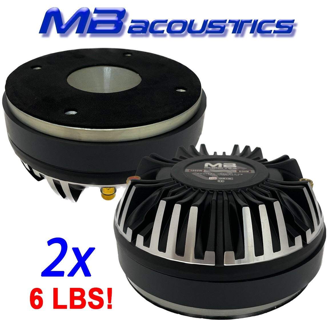 2x Titanium Compression Drivers, 2" VC, 8Ω, 1000W Bolt-On 2" throat MB Acoustics