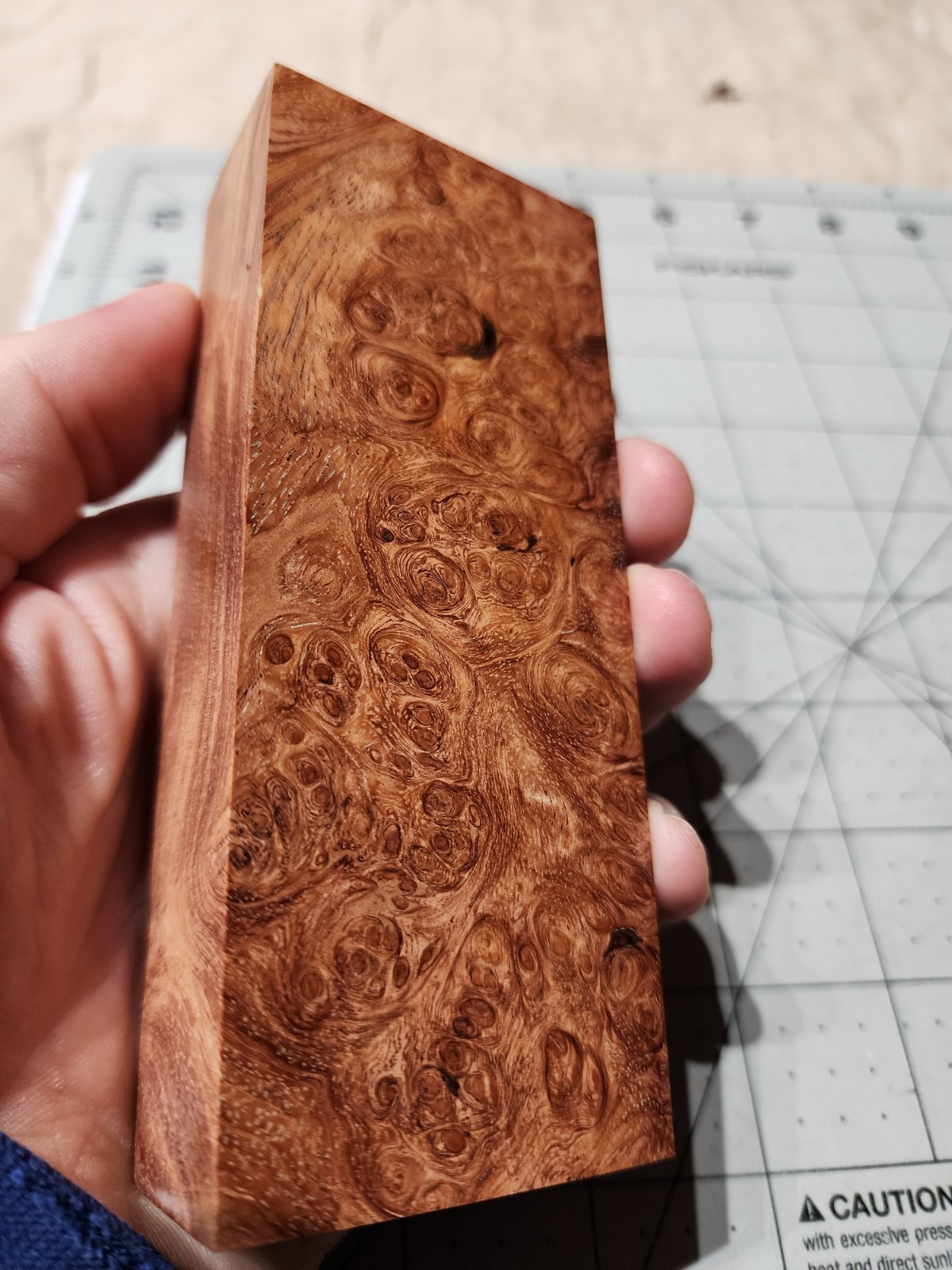 Stabilized Afzelia Burl Knife Blank Block, 5 X 2 X 1"