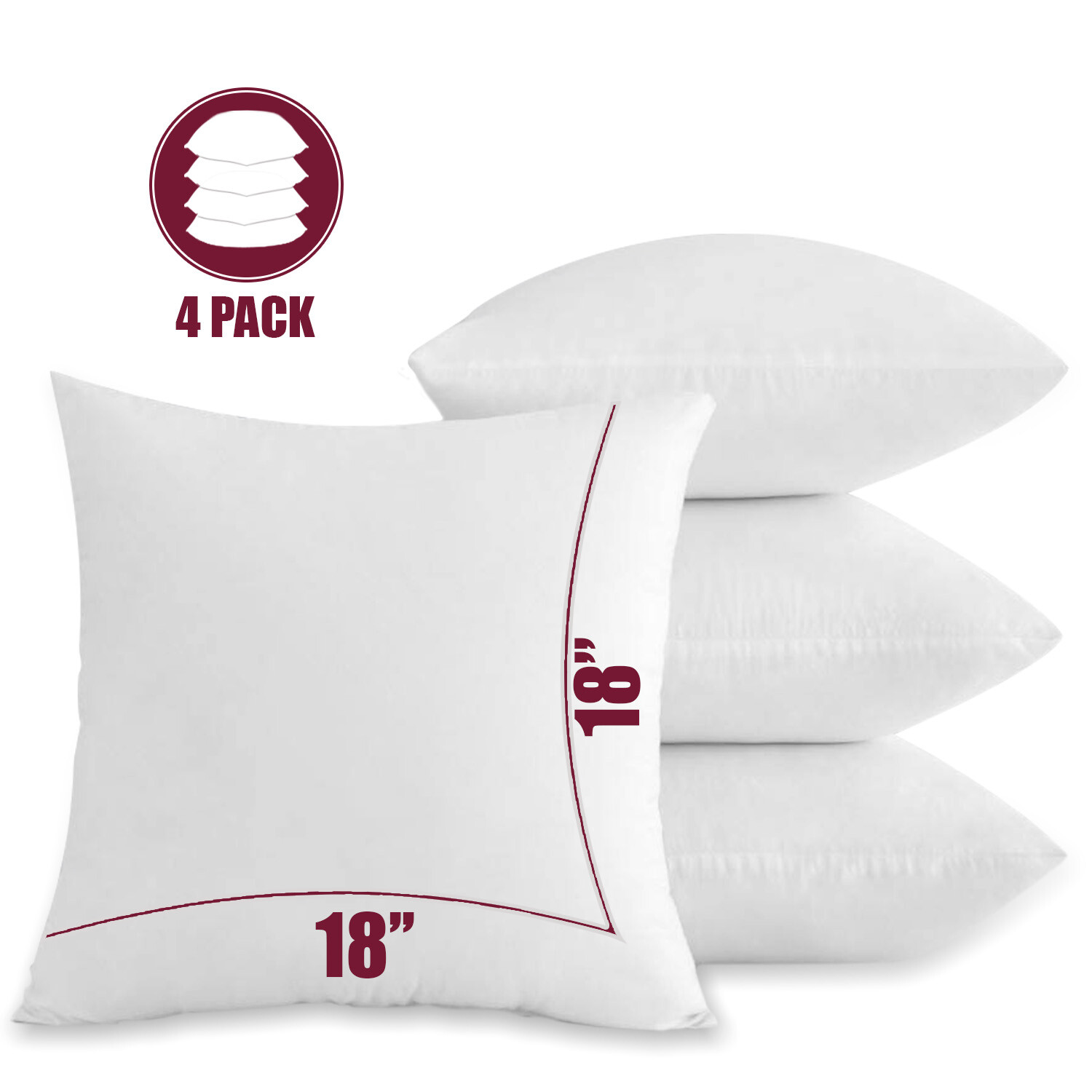 Decorative Throw Pillows Insert Pack of 4 Couch Pillows Sofa Bounce Back Cushion