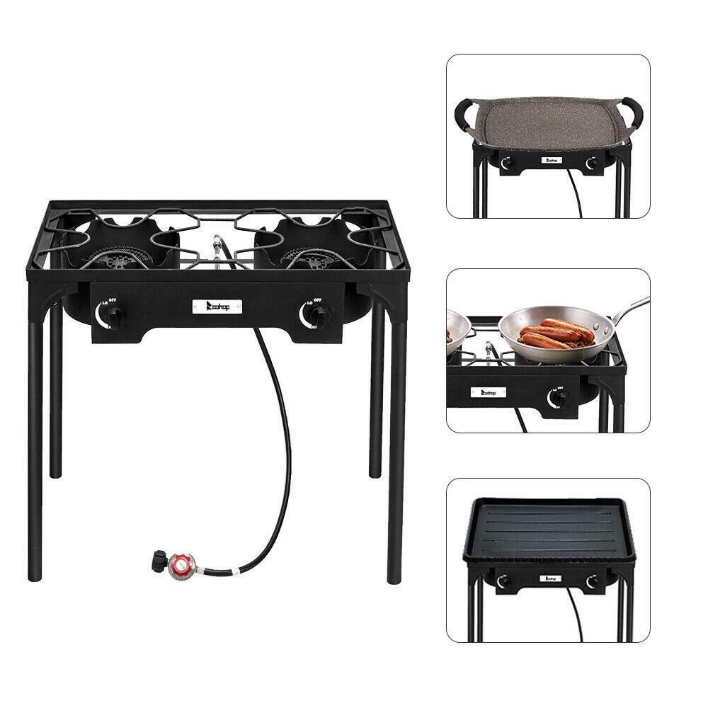 Professional Outdoor Double Stove Propane Burner Portable 2 Cooker 150000 BTU