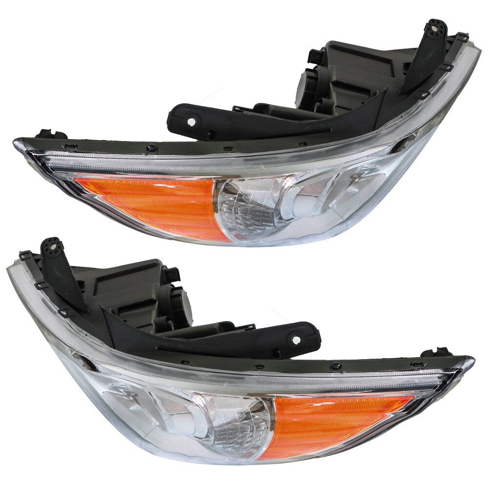 Pair Chrome Left+Right For 2011-2014 Hyundai Sonata LED Clear Headlights Lamps