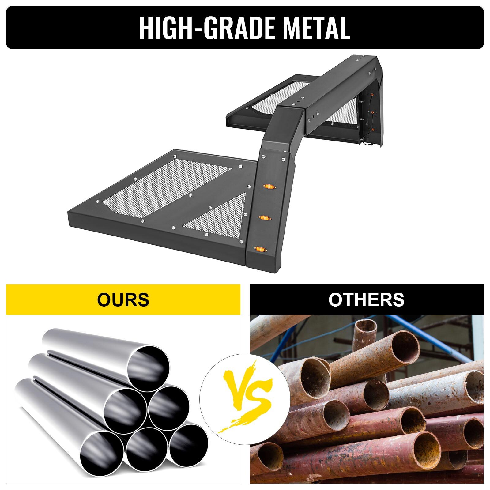 VEVOR Truck Roll Bar Adjustable Chase Rack with 6 Auxiliary Side Marker Lamps