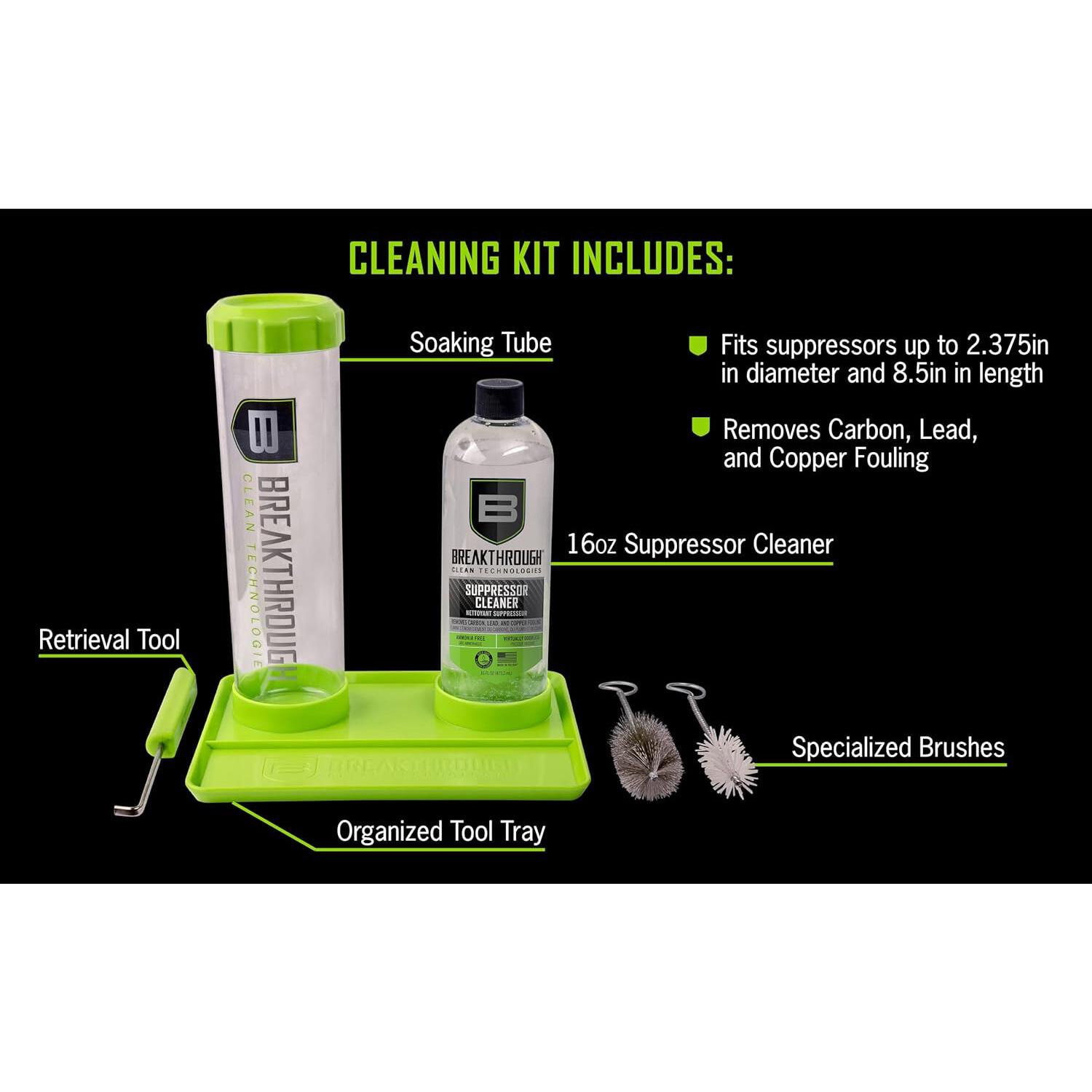 Breakthrough Clean Technologies Suppressor Cleaning Kit Removes Carbon 161319
