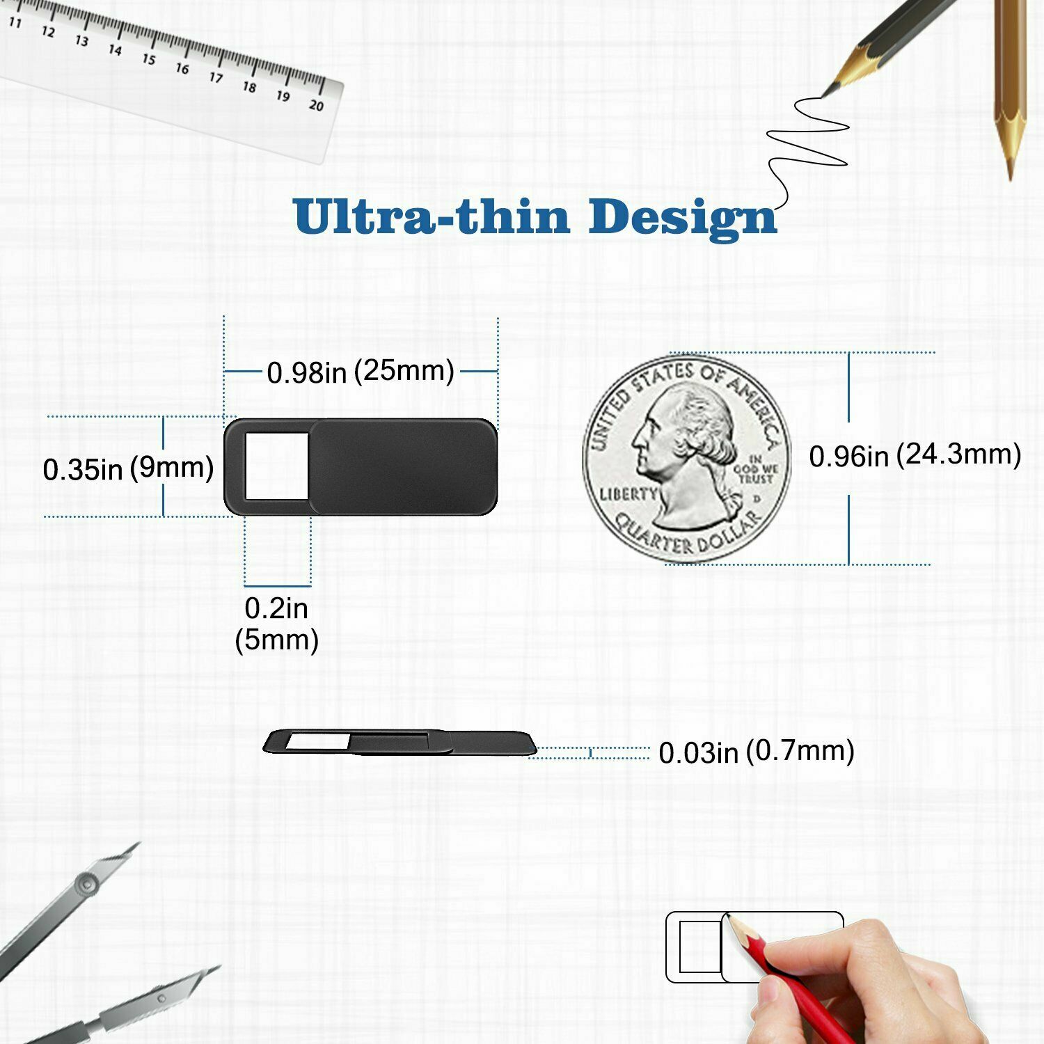 3 PC WebCam Cover Slide Camera Privacy Security Protect For Phone Laptop Table