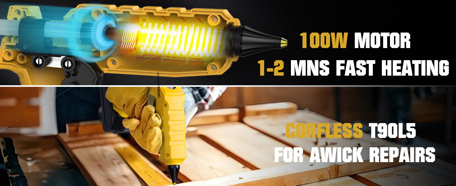 Hot Melt Glue Gun Cordless For Dewalt 20V Max Li-Ion Battery w/10X Sticks DCB200