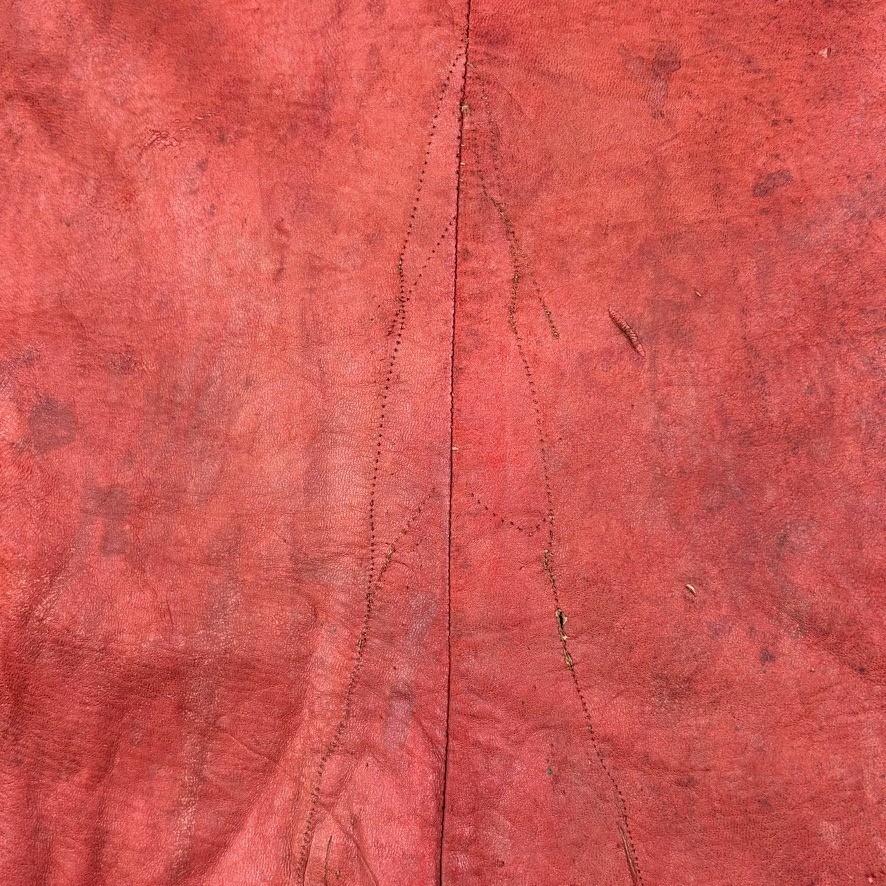 1880 - 1920 Handmade Red Leather Beaded Ceremonial Coat Native American Western