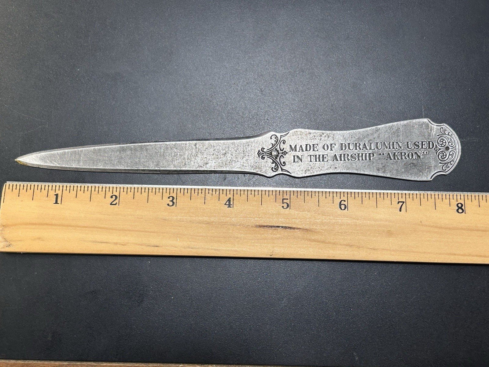 GENUINE 8" LETTER OPENER MADE OF DURALUMIN USED IN THE AIRSHIP ZEPPELIN AKRON