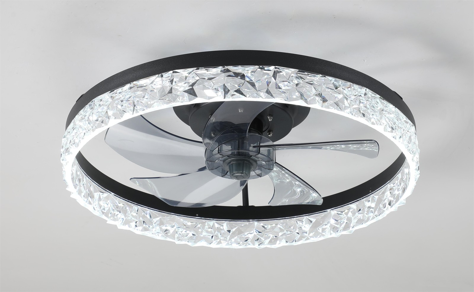20" Ceiling Fan With LED Lights Crystal Design Flush Mount Remote & APP Control