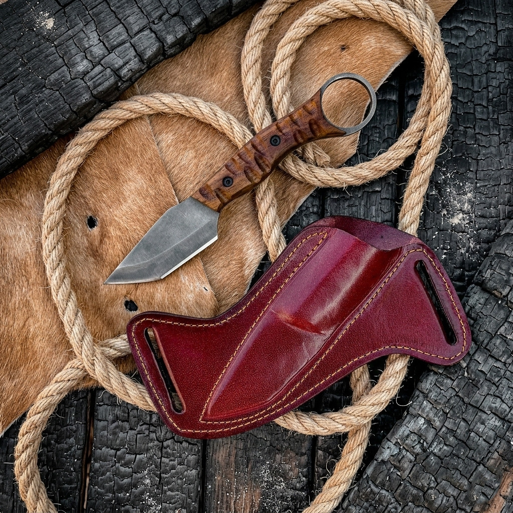 Handmade Fixed Blade Hunting Knife with Sheath, EDC Outdoor Bushcraft Knife