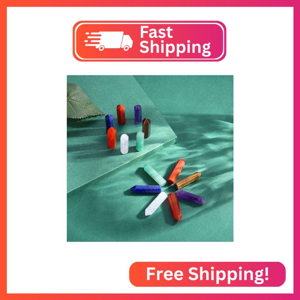 QINJIEJIE 7 PCS 7 Chakra Healing Crystals Mini Wands Crystal Pocket Stones Ameth