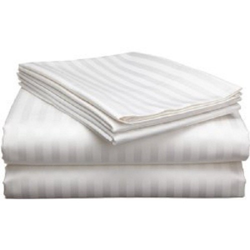 1500 Thread Count 6 Piece Queen Size White Stripe Sheet Set 100% Egyptian Cotton