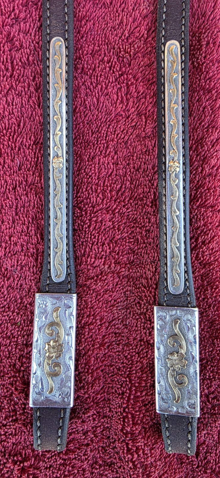 Vintage Victor's Custom Tack Silver &Bronze Headstall And Breast Collar Set MINT
