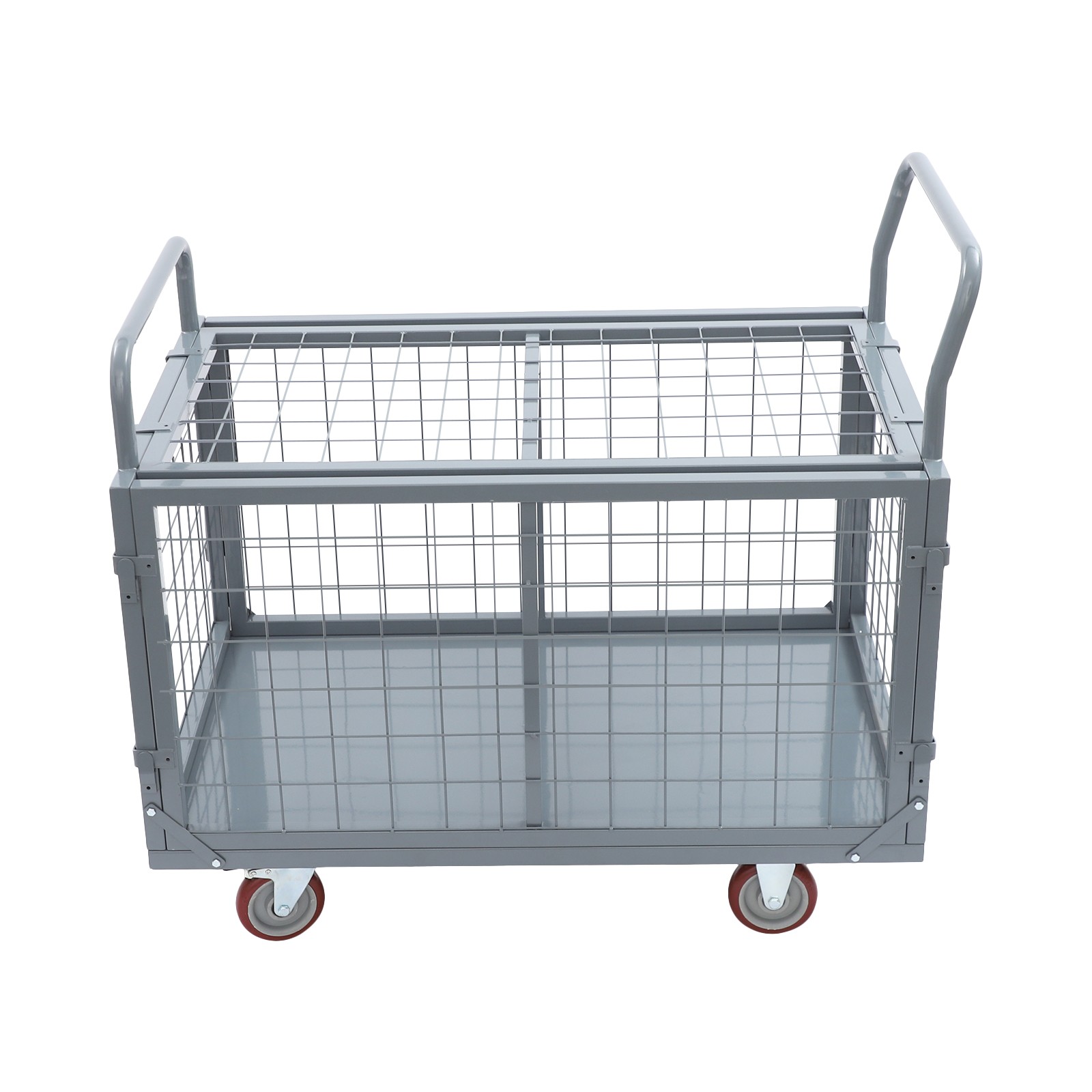 5-in-1 Heavy Duty Platform Cart With Cage Push Cart For Grocery & Warehouse ﻿