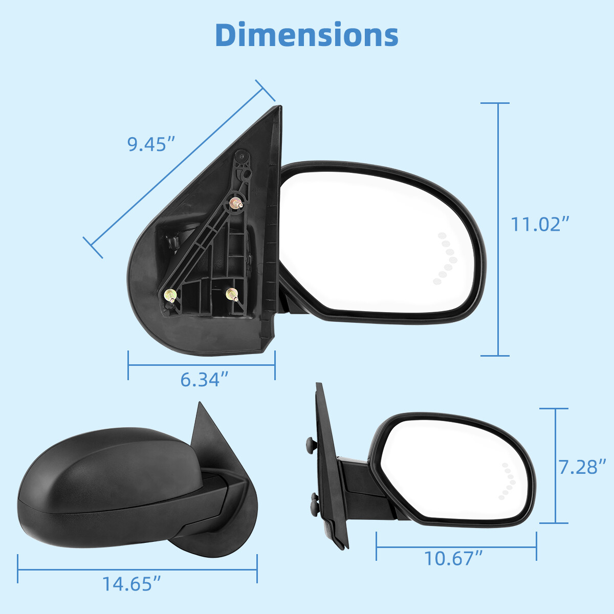 Power Heated Tow Mirrors for 07-13 Chevy Silverado Sierra 1500 2500 Signal Light