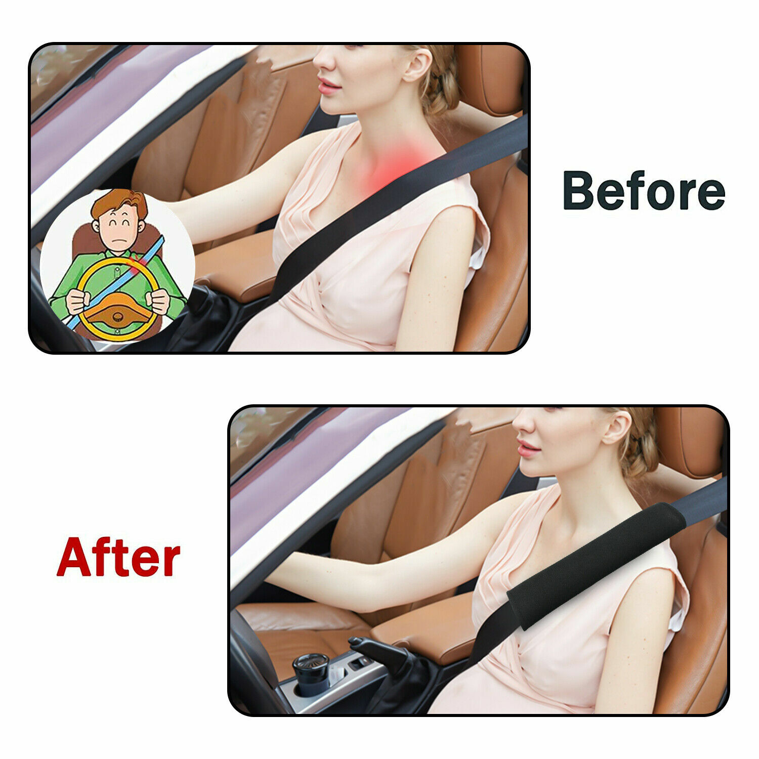 4 Pcs Universal Soft Seat Belt Set Cover Shoulder Pad Strap Protector Car Truck