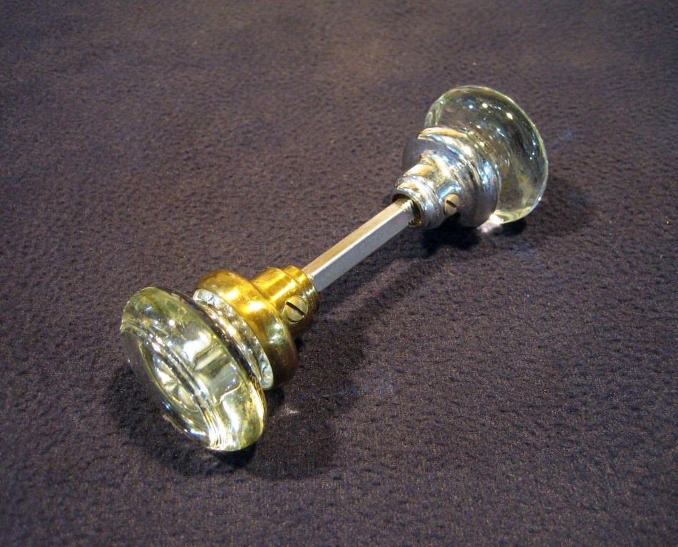 Incredible Pair Antique Victorian Round Crystal Glass Door Knobs early 1900's