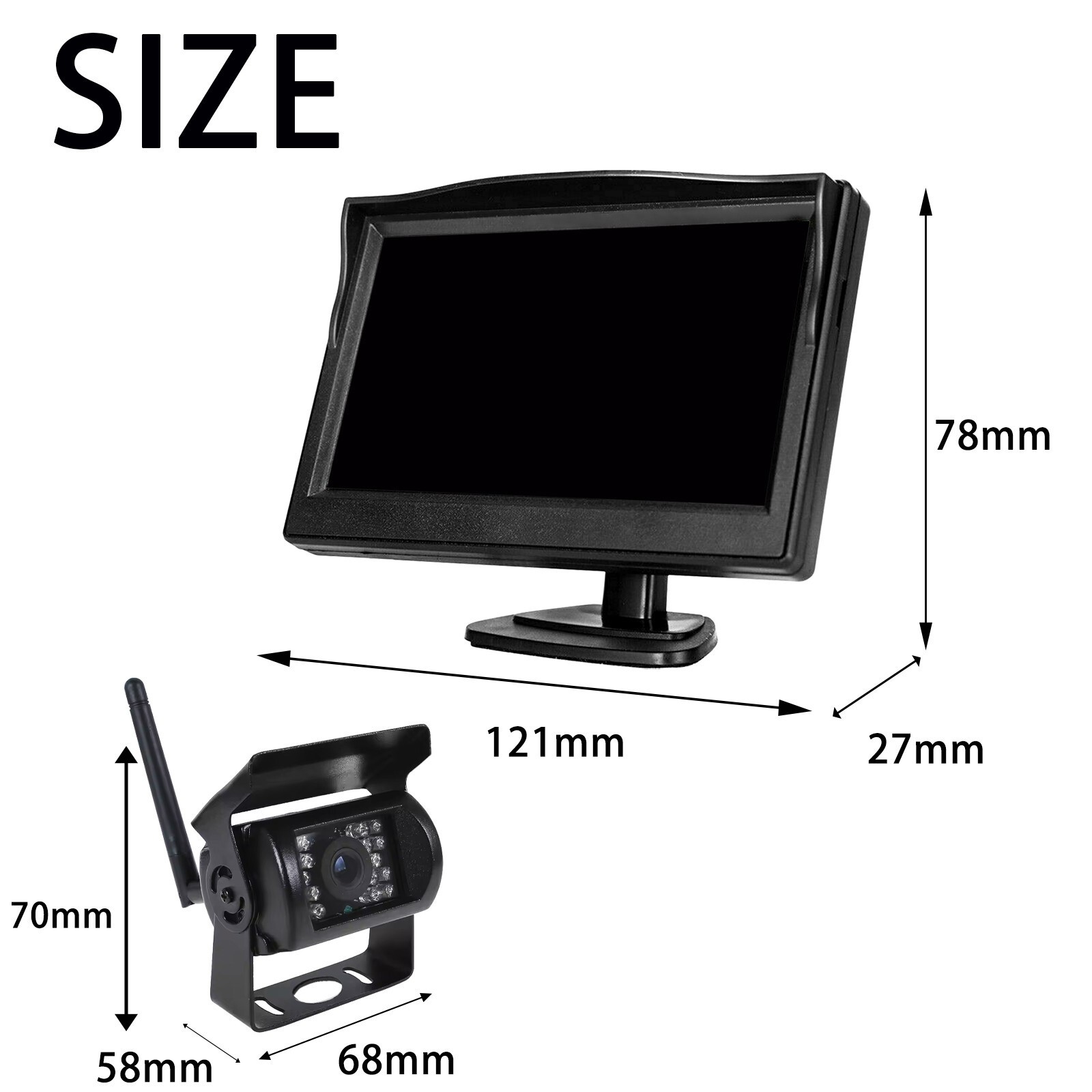 Digital Wireless Rear view Backup Camera 5" Car Monitor for Truck Camper Trailer