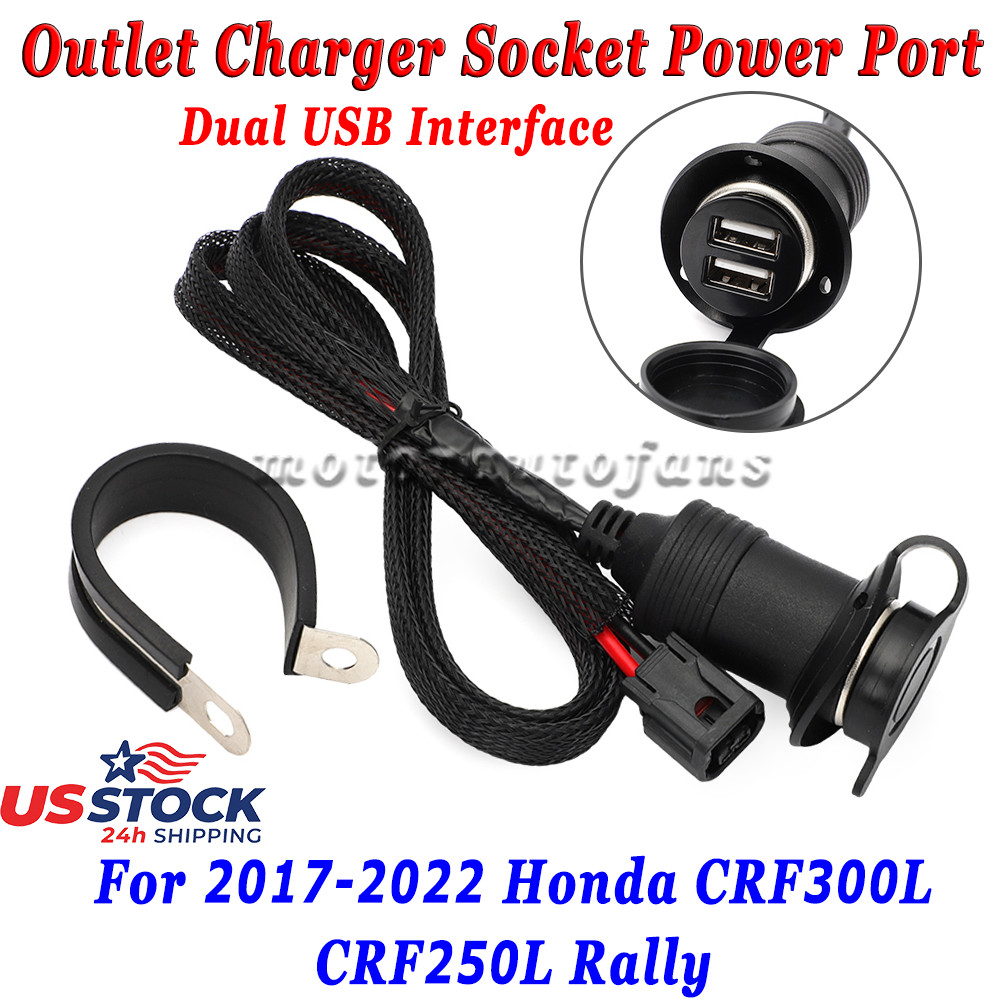Dual USB Outlet Charger Socket Power Port For Honda CRF300L CRF250L Rally 17 On