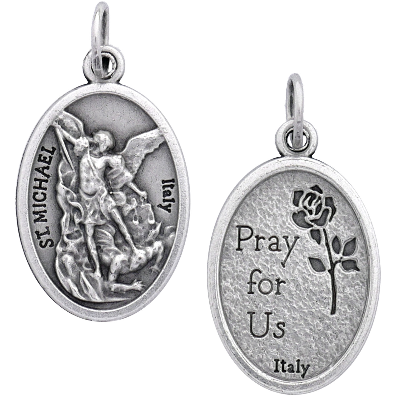 100 St. Michael the Archangel Medals – 1" Silver Plated – Catholic Bulk Italy