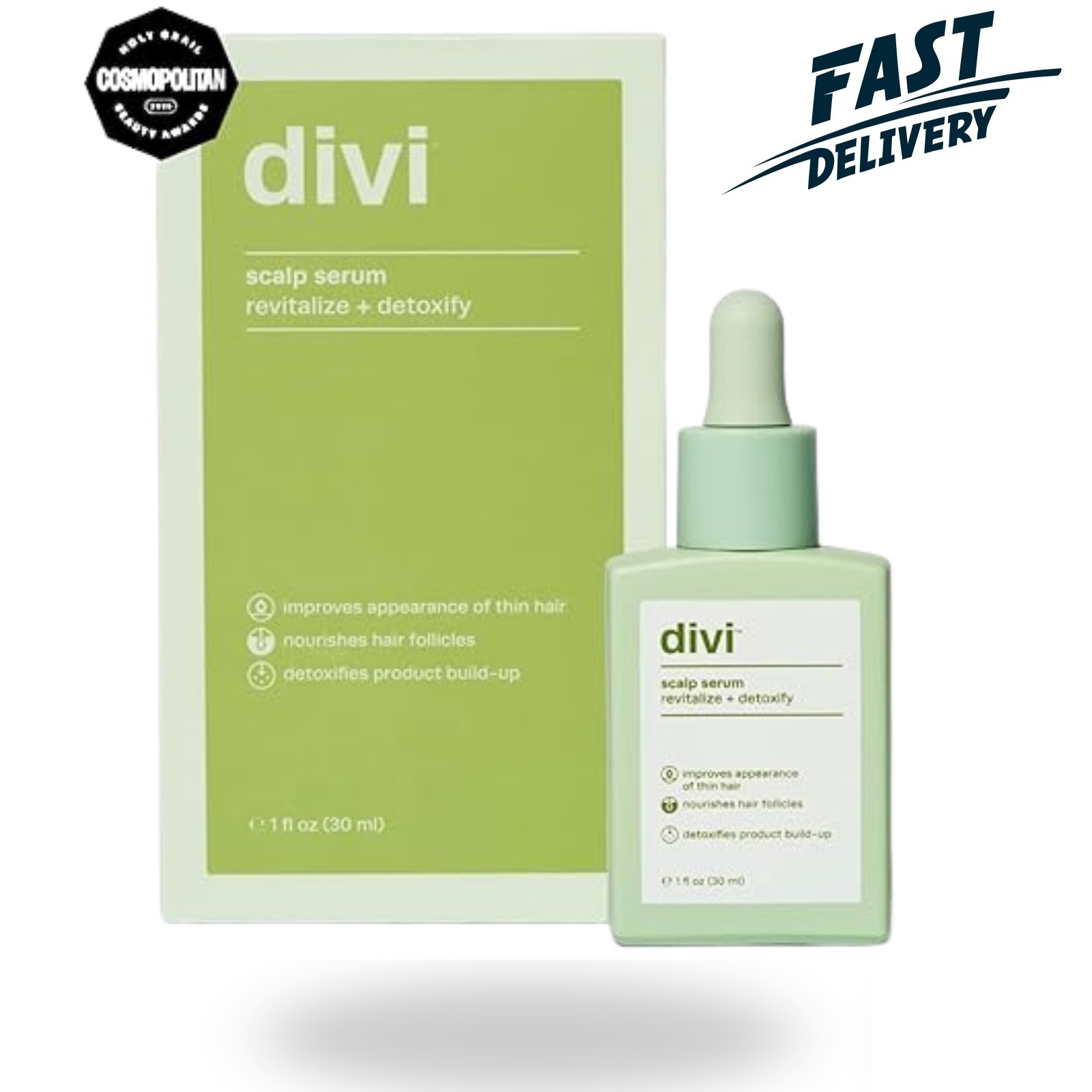 Divi Scalp Serum 1oz 30ml Revitalize Detoxify Thin Hair Treatment New Sealed