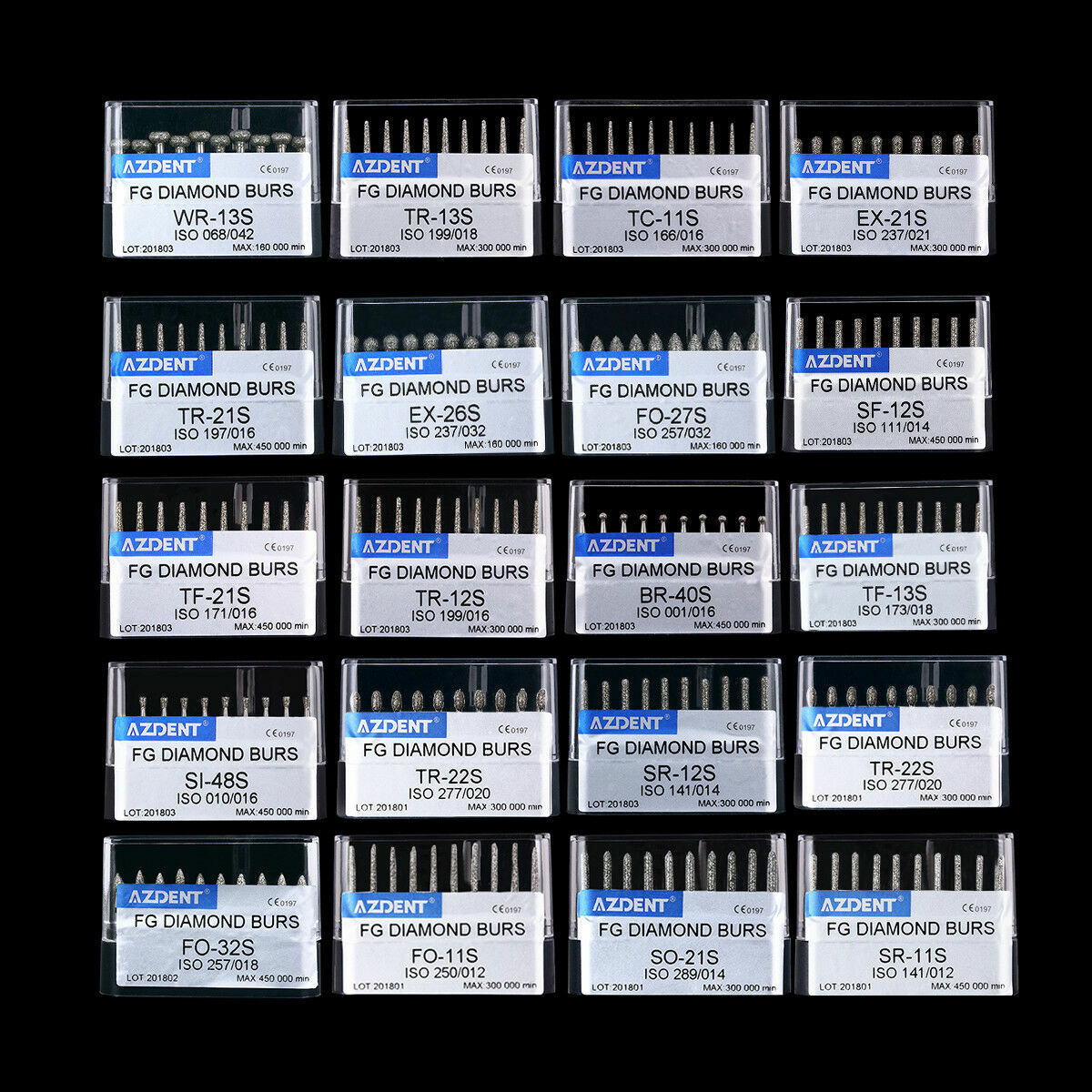 AZDENT Dental Super Coarse Diamond Burs Drills FG For High Speed Handpiece