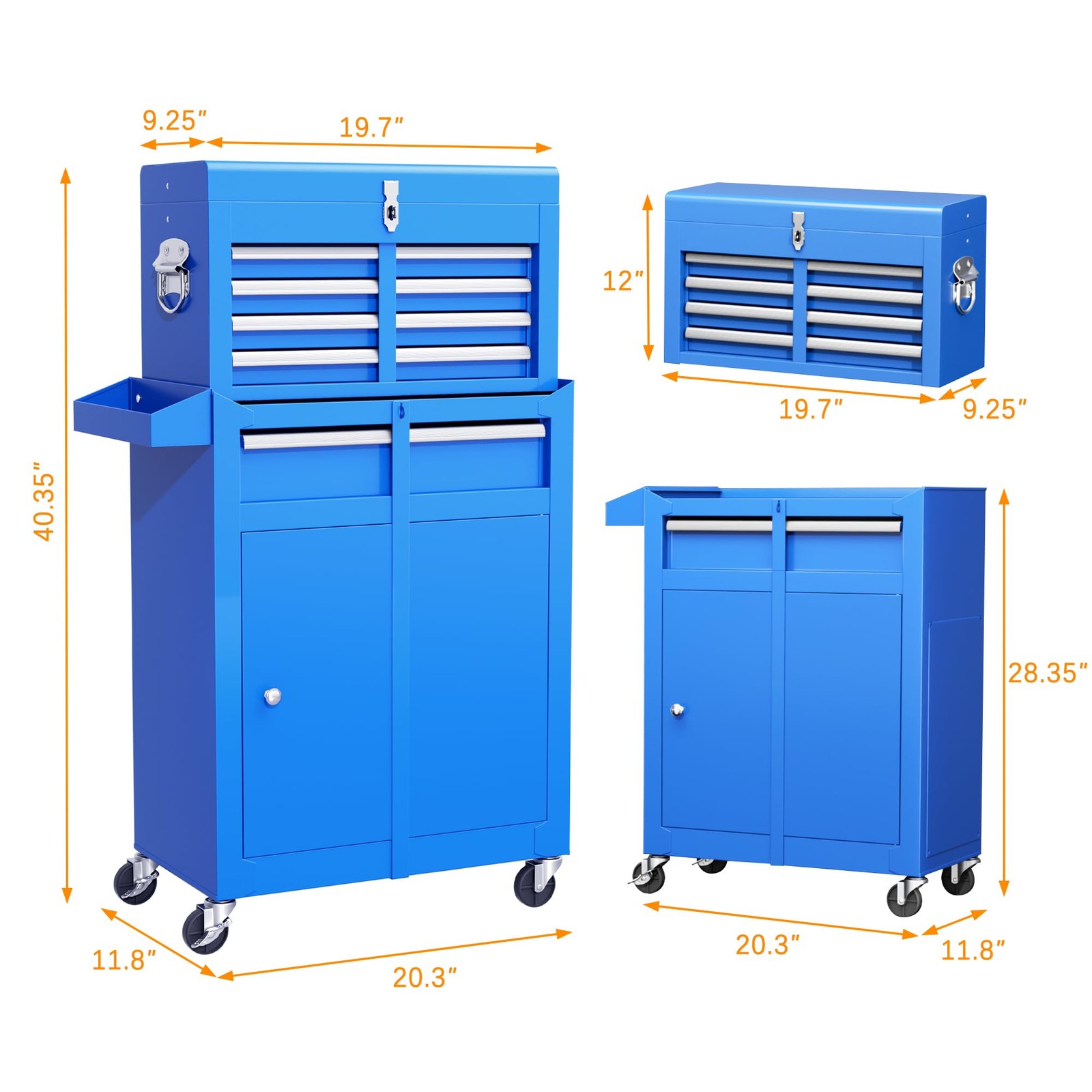 Blue Tool Chest 5-Drawer Rolling Tool Chest with Detachable Top Tool Box Tool