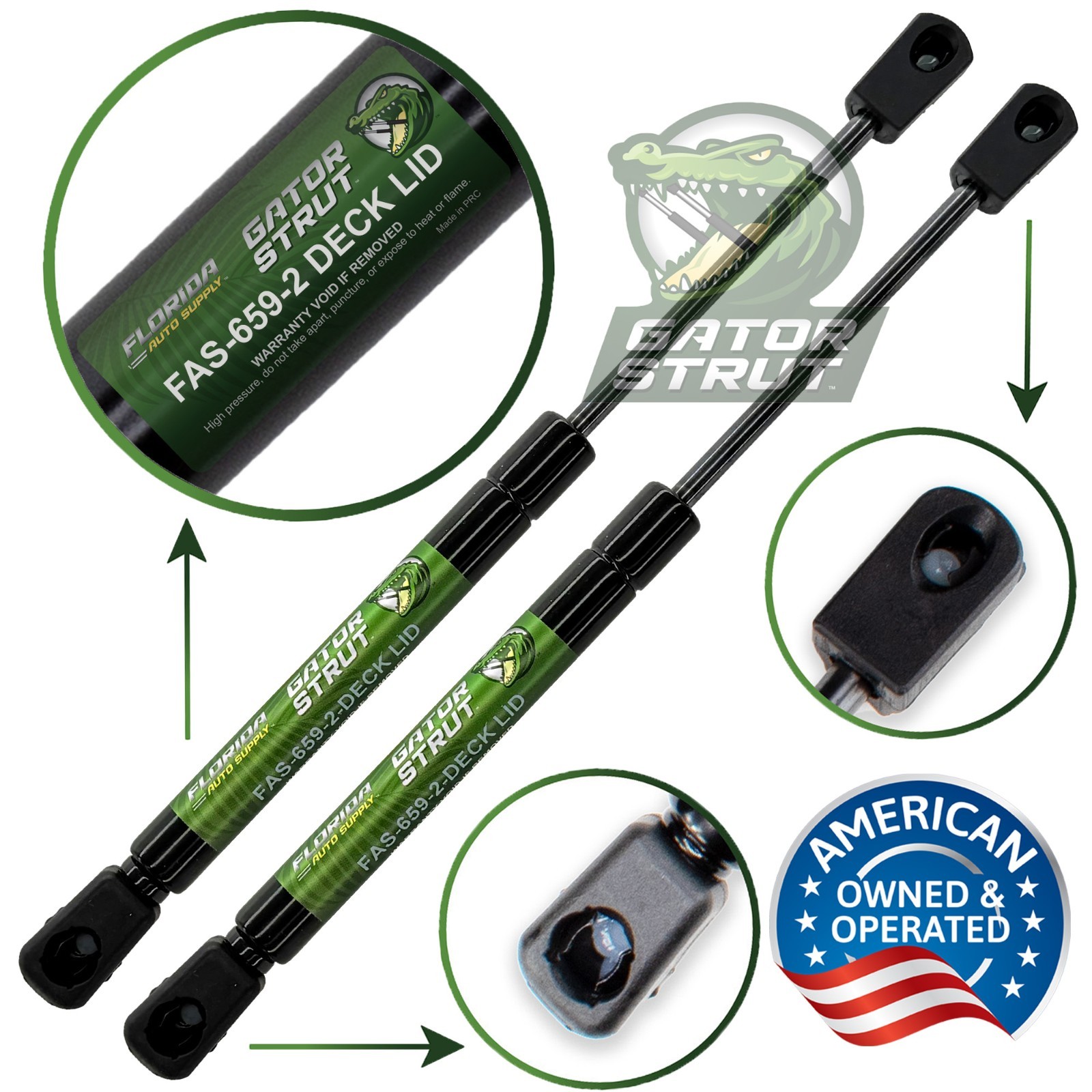 2 Deck Lid Compartment Lift Supports FAS-659 For 98-04 C5 Corvette Convertibles