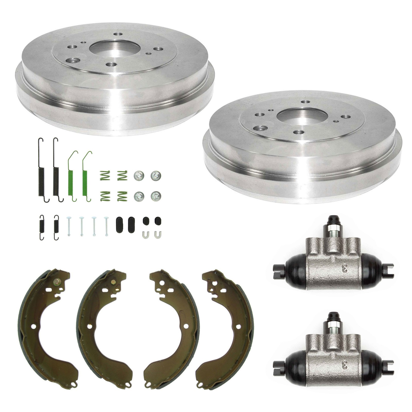 Rear Brake Drums Shoes Hardware & Cylinders Kit For Nissan Sentra Versa Cube