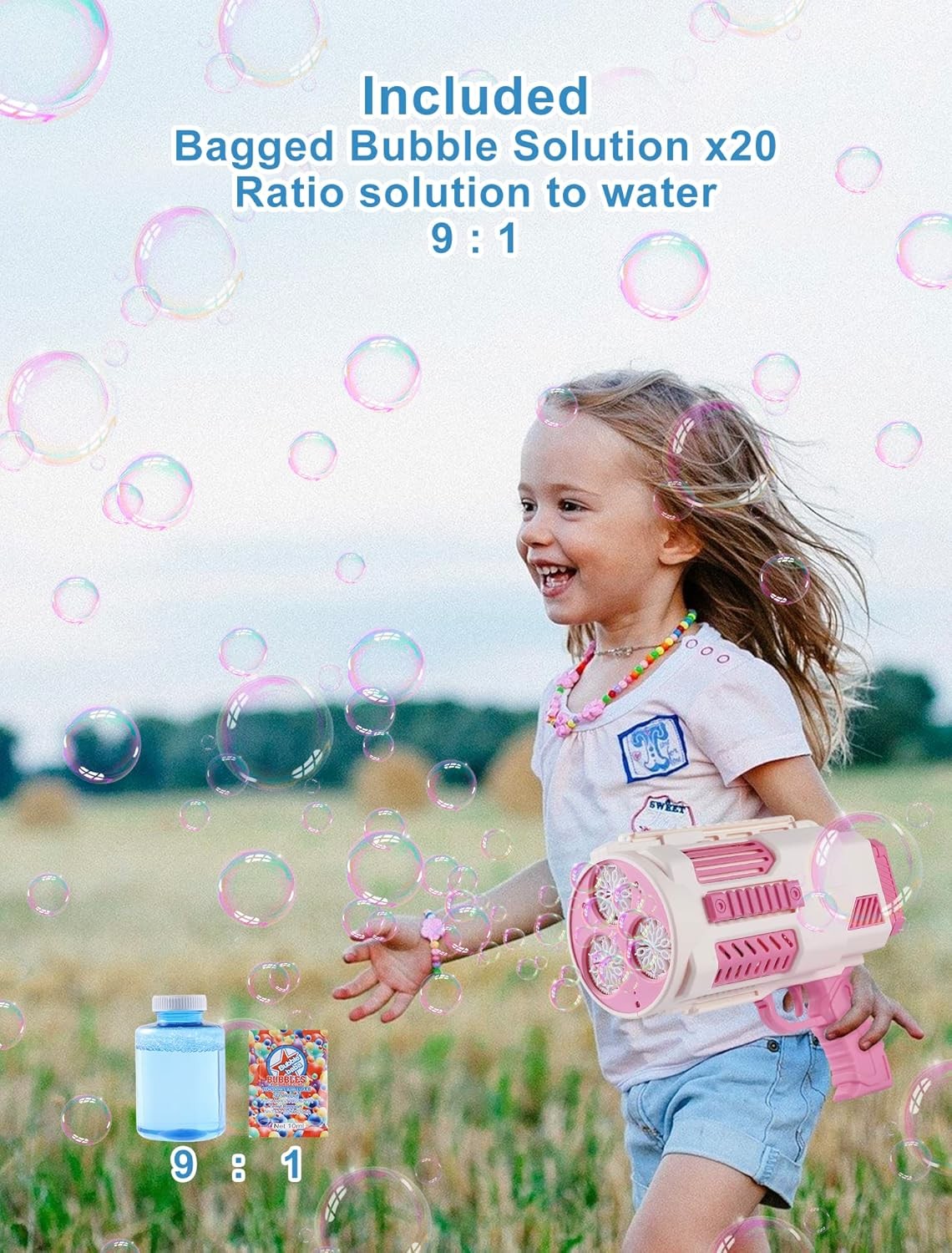 Automatic Bubble Blower Gun 8000/Min Indoor Outdoor Party Toy for All