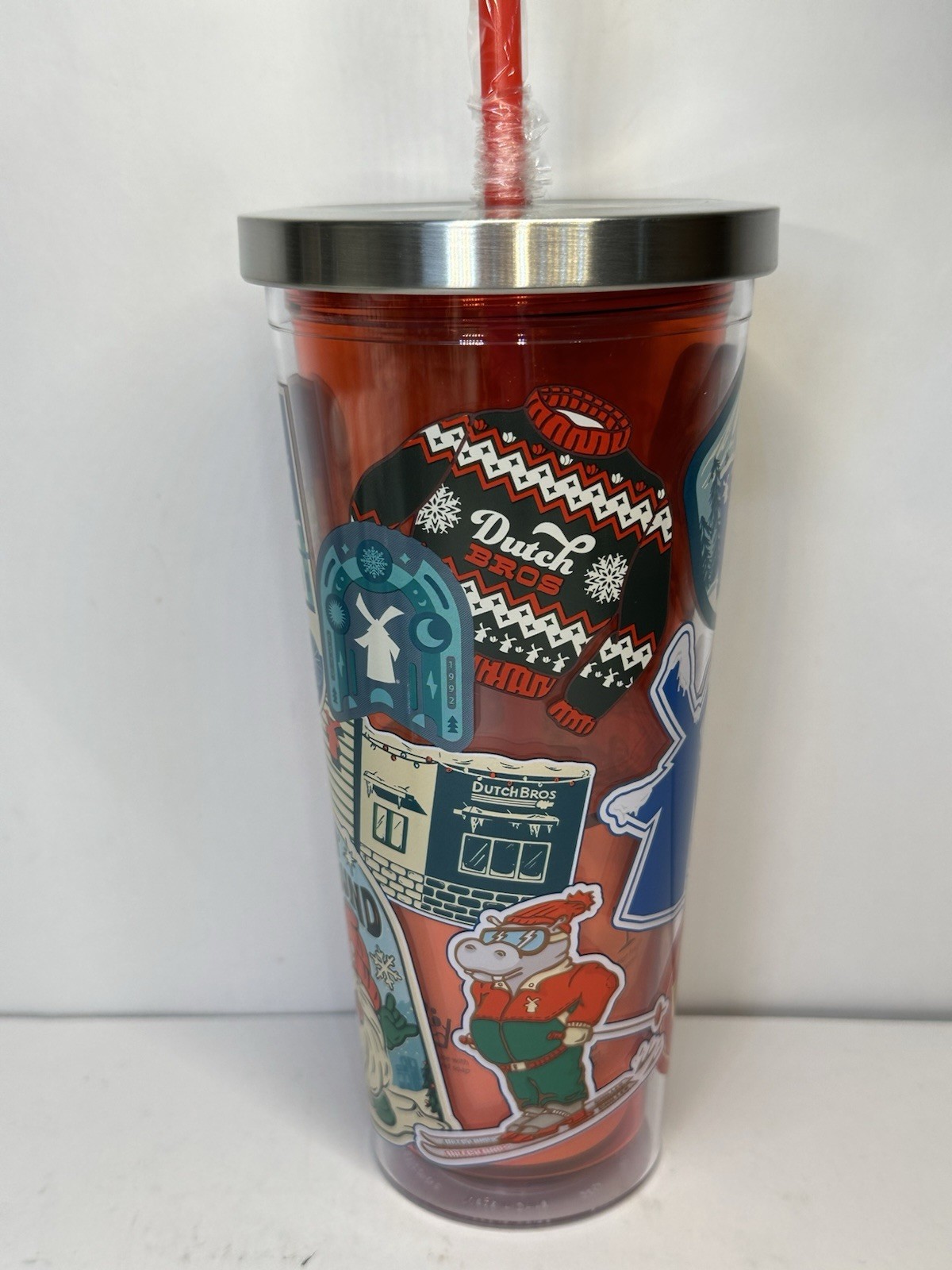 NEW Limited Edition Dutch Bros 24 oz Holiday Tumbler Red 2024 w/Straw