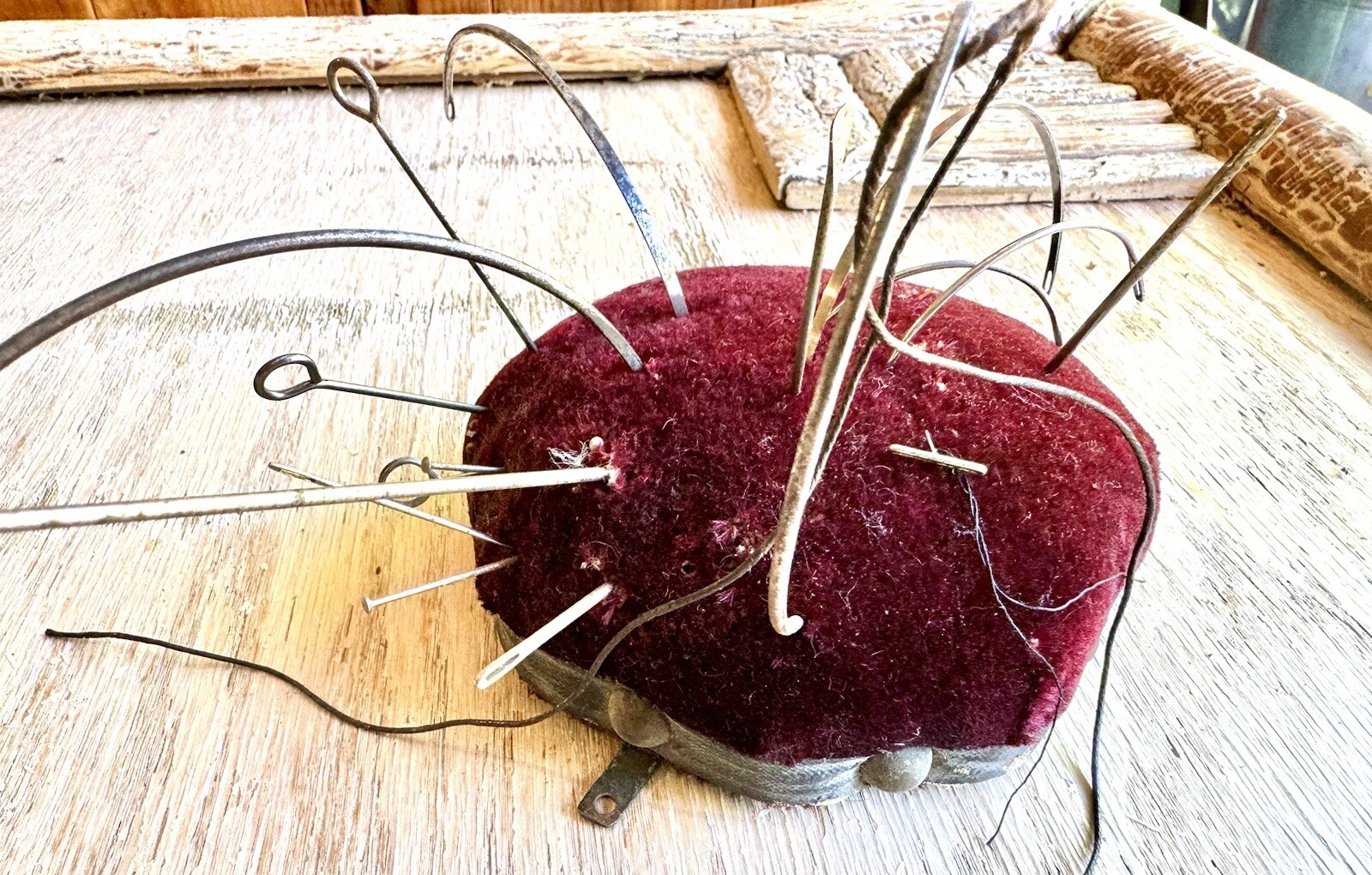 Antique Large Shaker Pin Cushion Pin Sewing With Needles Victorian Primitive