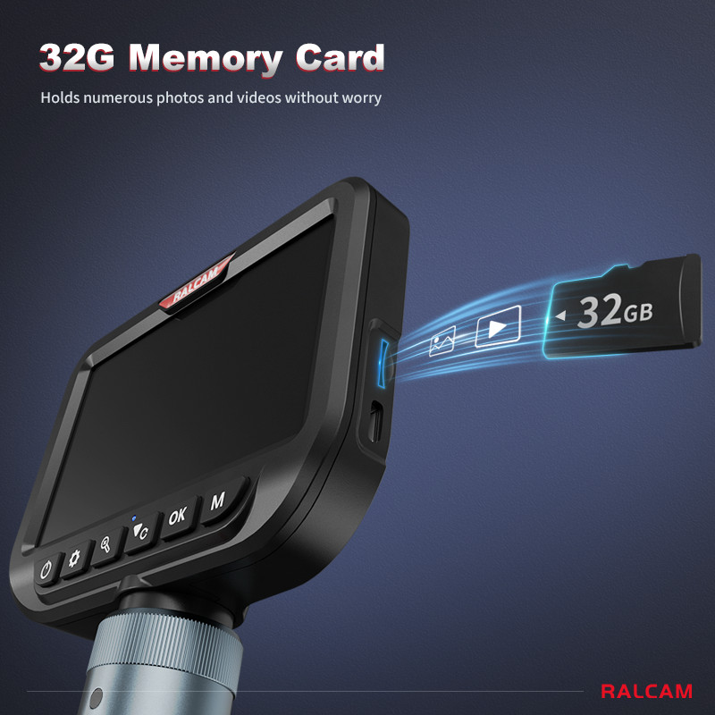 Ralcam Dual Lens Articulating Borescope 5" Endoscope Inspection Camera 5FT Semi