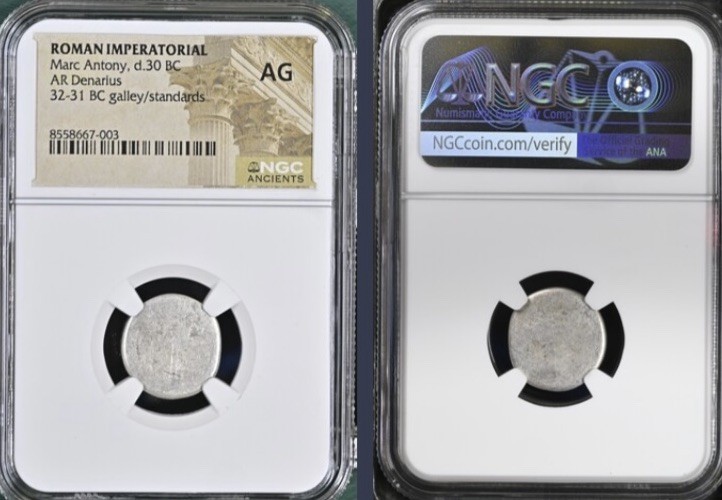 Marc Antony 30BC Silver Denarius Roman Imperatorial Legion NGC Graded Certified