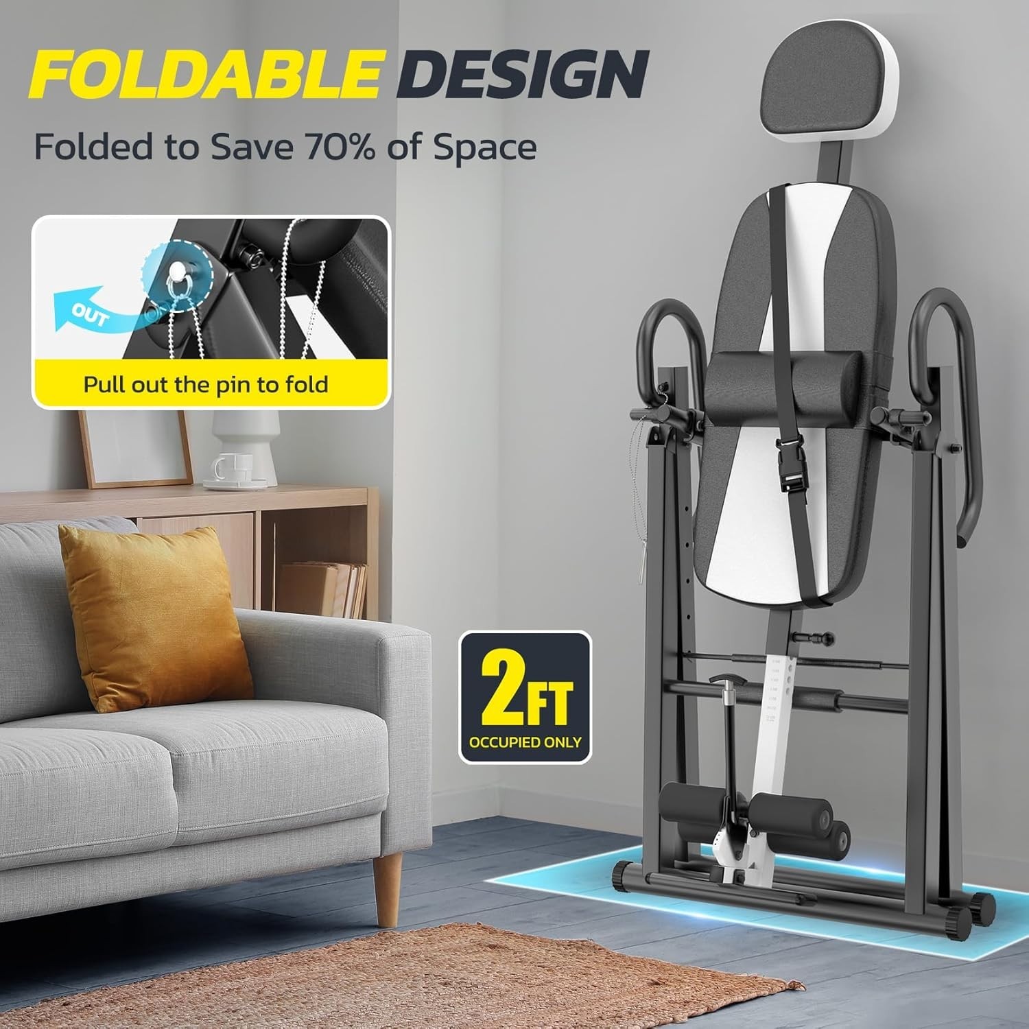 Inversion Table for Back Pain, 300lb Capacity Heavy Duty Gravity Adjustable Belt